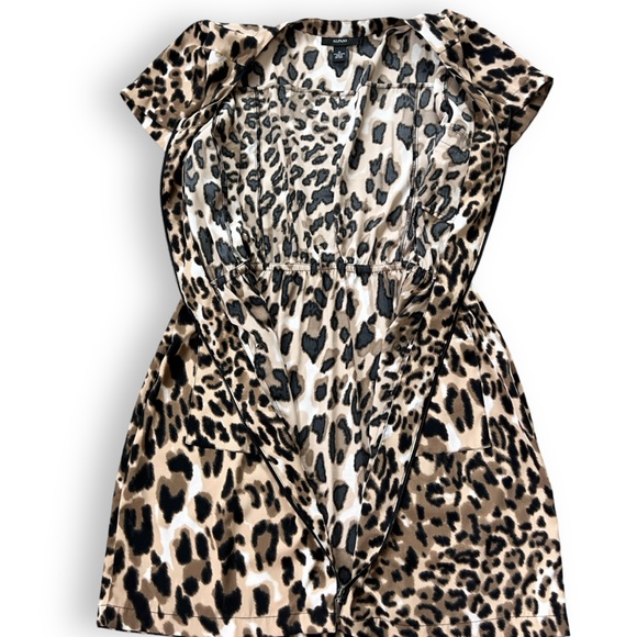 ALFANI Cheetah Animal Print Dress Zip Front Elastic Waist Pockets - Picture 4 of 10